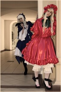 Rating: Safe Score: 0 Tags: 2girls barefoot blonde_hair dress indoors long_hair long_sleeves multiple_cosplay multiple_girls ribbon standing tagme User: admin