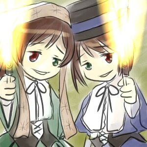 Rating: Safe Score: 0 Tags: 2girls auto_tagged blue_dress brown_hair dress green_dress green_eyes grin hat head_scarf heterochromia image long_hair long_sleeves multiple_girls pair red_eyes ribbon short_hair siblings sisters smile souseiseki suiseiseki top_hat twins User: admin