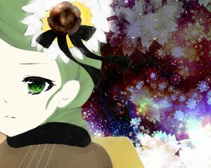 Rating: Safe Score: 0 Tags: 1girl flower green_eyes green_hair hair_ornament image kanaria sky solo star_(sky) starry_sky tears User: admin