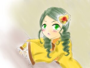 Rating: Safe Score: 0 Tags: 1girl :o blush drill_hair green_eyes green_hair hair_ornament heart heart_hair_ornament image kanaria long_sleeves open_mouth solo twin_drills upper_body User: admin