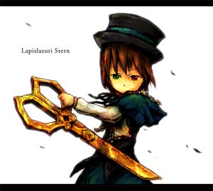Rating: Safe Score: 0 Tags: 1girl brown_hair dress green_dress green_eyes hat heterochromia holding image letterboxed long_sleeves looking_at_viewer red_eyes short_hair simple_background solo souseiseki suiseiseki top_hat white_background User: admin