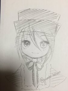 Rating: Safe Score: 0 Tags: 1girl blush eyebrows_visible_through_hair feathered_wings greyscale hat image looking_at_viewer monochrome ribbon sketch smile solo souseiseki traditional_media wings yumeki_kokoro User: admin
