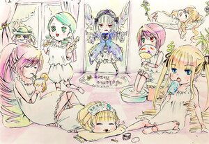 Rating: Safe Score: 0 Tags: 6+girls blonde_hair blue_eyes dress food green_eyes green_hair hat image long_hair multiple multiple_girls pink_hair popsicle red_eyes sitting tagme wings User: admin