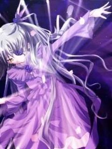 Rating: Safe Score: 0 Tags: 1girl barasuishou dress floating_hair hair_ribbon image long_hair purple_theme ribbon solo very_long_hair yellow_eyes User: admin