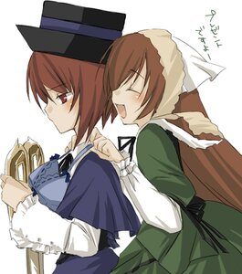 Rating: Safe Score: 0 Tags: 2girls ^_^ blush brown_hair closed_eyes dress green_dress hat head_scarf image long_sleeves multiple_girls open_mouth pair short_hair siblings sisters smile souseiseki suiseiseki twins User: admin