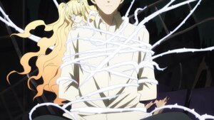 Rating: Safe Score: 0 Tags: 1boy 1girl bandaged_arm bandages black_hair blonde_hair dress image kirakishou long_hair naked_bandage silk solo spider_web very_long_hair yellow_eyes User: admin