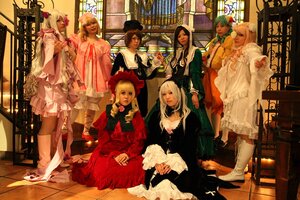 Rating: Safe Score: 0 Tags: 6+girls 91076 blonde_hair closed_eyes dress flower flute gun hat indoors instrument long_hair multiple_boys multiple_cosplay multiple_girls sitting tagme weapon User: admin