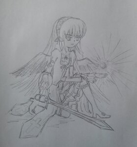 Rating: Safe Score: 0 Tags: 1girl akemi_homura akuma_homura bare_shoulders feathered_wings full_body gloves greyscale image long_hair magical_girl miki_sayaka monochrome simple_background solo suigintou thighhighs traditional_media weapon wings zettai_ryouiki User: admin