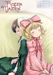 Rating: Safe Score: 0 Tags: 2girls :o araya_kei back-to-back bangs blonde_hair blush bow brown_hair closed_eyes copyright_name couch dress frills green_dress hair_bow hat hat_bow head_scarf hina_ichigo hinaichigo image long_sleeves multiple_girls pair parted_lips pillow pink_bow pink_dress rozen_maiden short_hair sitting sleeping sleeping_upright suiseiseki v_arms User: admin