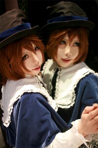 Rating: Safe Score: 0 Tags: 2girls bangs blue_dress dress fur_collar fur_trim hat lips long_sleeves looking_at_viewer multiple_cosplay multiple_girls orange_hair realistic short_hair siblings sisters smile souseiseki swept_bangs tagme top_hat twins User: admin