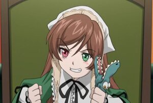 Rating: Safe Score: 0 Tags: 1girl animal brown_hair green_eyes grin head_scarf heterochromia image long_hair long_sleeves looking_at_viewer red_eyes smile solo suiseiseki teeth User: admin