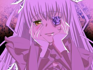 Rating: Safe Score: 0 Tags: 1girl barasuishou eyepatch frills hands_on_own_cheeks hands_on_own_face image long_hair long_sleeves looking_at_viewer solo upper_body yellow_eyes User: admin