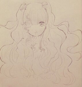 Rating: Safe Score: 0 Tags: 1girl bow expressionless flower hata_no_kokoro image kirakishou lineart long_hair long_sleeves looking_at_viewer monochrome rose solo traditional_media very_long_hair wavy_hair User: admin