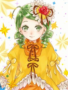 Rating: Safe Score: 0 Tags: 1girl ahoge dress drill_hair flower green_eyes green_hair hair_flower hair_ornament image kanaria orange_shirt red_flower red_rose ribbon rose smile solo star_(symbol) starry_background twin_drills yellow_dress User: admin