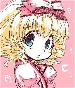 Rating: Safe Score: 0 Tags: 1girl auto_tagged blonde_hair blue_eyes border bow hina_ichigo hinaichigo image looking_at_viewer oekaki pink_background puffy_short_sleeves puffy_sleeves short_hair short_sleeves simple_background solo upper_body User: admin