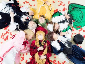Rating: Safe Score: 0 Tags: 4boys 4girls 6+boys blonde_hair bow brown_hair closed_eyes dress flower hat heart long_hair multiple_boys multiple_cosplay multiple_girls petals rose_petals short_hair sleeping tagme top_hat User: admin