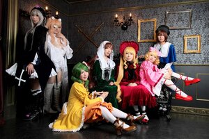 Rating: Safe Score: 0 Tags: 6+girls blonde_hair brown_hair dress green_hair hair_ornament hat long_hair multiple_boys multiple_cosplay multiple_girls pantyhose sitting tagme User: admin