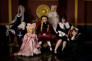 Rating: Safe Score: 0 Tags: animal_ears blonde_hair bow cross dress hair_ornament hat long_hair long_sleeves multiple_boys multiple_cosplay multiple_girls shoes short_hair sitting tagme User: admin