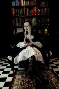 Rating: Safe Score: 0 Tags: 1girl argyle argyle_background argyle_legwear board_game book book_stack bookshelf chair checkered checkered_background checkered_floor checkered_kimono checkered_skirt chess_piece dress flag floor globe library long_hair perspective reflection reflective_floor sitting solo suigintou tile_floor tiles vanishing_point white_hair User: admin