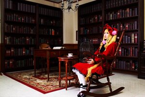 Rating: Safe Score: 0 Tags: 1girl blonde_hair blue_eyes book book_stack bookshelf chair dress flower globe ladder library long_hair pantyhose red_dress room shinku shoes sitting solo too_many white_legwear User: admin