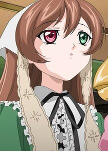 Rating: Safe Score: 0 Tags: 1girl blush braid brown_hair frills green_eyes heterochromia image long_hair looking_at_viewer red_eyes ribbon solo suiseiseki twin_braids User: admin
