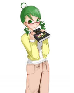 Rating: Safe Score: 0 Tags: 1girl 86800 ahoge glasses green_eyes green_hair image kanaria pants smile solo User: admin