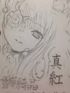 Rating: Safe Score: 0 Tags: 1girl bangs eyebrows_visible_through_hair flower graphite_(medium) image kirakishou looking_at_viewer monochrome rose smile solo traditional_media User: admin