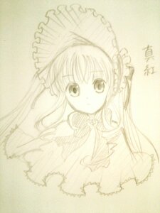 Rating: Safe Score: 0 Tags: 1girl bow bowtie dress expressionless hat image long_hair looking_at_viewer monochrome shinku simple_background solo umbrella upper_body User: admin