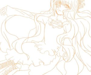 Rating: Safe Score: 0 Tags: 1girl dress frills image kirakishou long_hair long_sleeves looking_at_viewer monochrome simple_background solo very_long_hair wavy_hair white_background User: admin