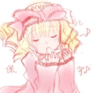 Rating: Safe Score: 0 Tags: 1girl blush bow closed_eyes flandre_scarlet frills hat hinaichigo image long_sleeves monochrome sleeping solo upper_body wings User: admin