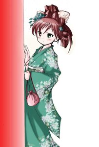 Rating: Safe Score: 0 Tags: 1girl bag blush flower green_eyes green_kimono hair_flower hair_ornament handbag image japanese_clothes kimono obi red_hair sash solo suiseiseki User: admin