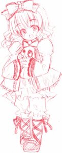Rating: Safe Score: 0 Tags: 1girl :d auto_tagged blush bow dress drill_hair hair_bow hina_ichigo hinaichigo image looking_at_viewer monochrome open_mouth ribbon sketch smile solo standing User: admin
