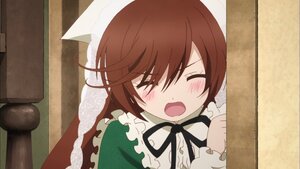 Rating: Safe Score: 0 Tags: 1girl blush brown_hair closed_eyes dress image open_mouth ribbon short_hair solo suiseiseki User: admin