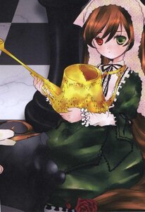 Rating: Safe Score: 0 Tags: 1girl argyle argyle_background brown_hair checkered checkered_background checkered_floor dress flower frills green_dress green_eyes heterochromia image long_hair long_sleeves red_eyes rose sitting solo suiseiseki User: admin
