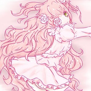 Rating: Safe Score: 0 Tags: 1girl dress flower frills hair_flower hair_ornament image kirakishou long_hair pink_hair pink_theme rose skirt solo striped very_long_hair User: admin