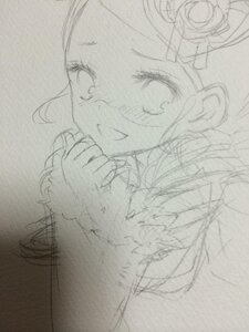 Rating: Safe Score: 0 Tags: 1girl auto_tagged blush flower graphite_(medium) greyscale hair_flower hair_ornament image kanaria monochrome open_mouth rose sketch smile solo tears traditional_media User: admin