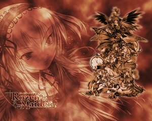 Rating: Safe Score: 0 Tags: 6+girls dress hairband hat image long_hair monochrome multiple multiple_girls shinku suigintou tagme weapon wings User: admin