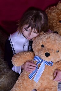 Rating: Safe Score: 0 Tags: 1girl animal brown_hair closed_eyes dress holding long_sleeves solo souseiseki stuffed_animal teddy_bear User: admin