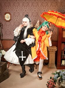 Rating: Safe Score: 0 Tags: 2girls boots braid dress flower long_hair multiple_cosplay multiple_girls rose sitting tagme umbrella white_hair User: admin