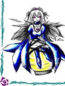 Rating: Safe Score: 0 Tags: 1girl auto_tagged breasts dress flower hairband image long_hair long_sleeves looking_at_viewer purple_eyes rose silver_hair smile solo suigintou white_background wings User: admin