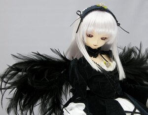 Rating: Safe Score: 0 Tags: 1girl black_dress black_ribbon black_wings detached_collar doll dress flower frills grey_background hairband long_hair long_sleeves looking_at_viewer pink_eyes ribbon rose silver_hair simple_background solo suigintou very_long_hair wings User: admin