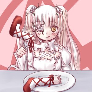 Rating: Safe Score: 0 Tags: 1girl :q blush dress eyepatch fork image kirakishou long_hair long_sleeves rose solo tongue tongue_out yellow_eyes User: admin