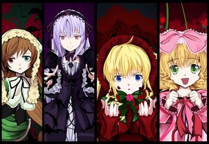 Rating: Safe Score: 0 Tags: 4girls blonde_hair blue_eyes bow brown_hair column_lineup dress flower frills green_eyes green_neckwear hairband heterochromia hina_ichigo image letterboxed long_hair long_sleeves looking_at_viewer multiple multiple_girls open_mouth pink_bow red_eyes ribbon rose shinku silver_hair smile souseiseki suigintou suiseiseki tagme User: admin