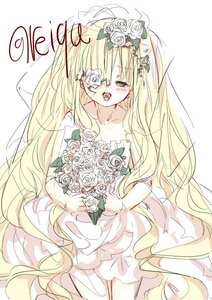Rating: Safe Score: 0 Tags: 1girl bare_shoulders blonde_hair bouquet bridal_veil dress flower image kirakishou long_hair rose solo veil very_long_hair wedding_dress white_flower white_rose User: admin