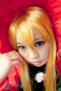Rating: Safe Score: 0 Tags: 1girl bangs blonde_hair blue_eyes bow flower lips long_hair looking_at_viewer nose portrait realistic shinku signature smile solo traditional_media watermark User: admin