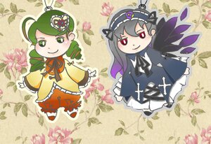 Rating: Safe Score: 0 Tags: 2girls black_hair dress flower green_eyes green_hair image kanaria long_hair multiple_girls pair red_eyes smile suigintou wings User: admin