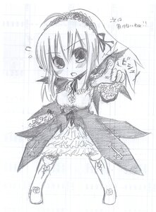 Rating: Safe Score: 0 Tags: 1girl ahoge blush boots dress flying_sweatdrops frills full_body greyscale image long_sleeves looking_at_viewer monochrome open_mouth simple_background solo standing suigintou User: admin