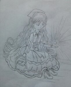 Rating: Safe Score: 0 Tags: 1girl dress frills full_body hat image long_hair monochrome sketch sleeveless solo suiseiseki traditional_media very_long_hair User: admin