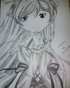 Rating: Safe Score: 0 Tags: 1girl dress graphite_(medium) greyscale hands_clasped hands_together hat image interlocked_fingers long_hair long_sleeves looking_at_viewer monochrome own_hands_together ribbon smile solo suiseiseki tears traditional_media User: admin