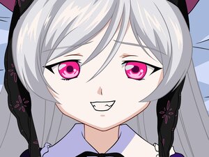 Rating: Safe Score: 0 Tags: 1girl bangs black_ribbon costume_switch eyebrows_visible_through_hair grey_hair image long_hair looking_at_viewer ribbon silver_hair smile solo User: admin